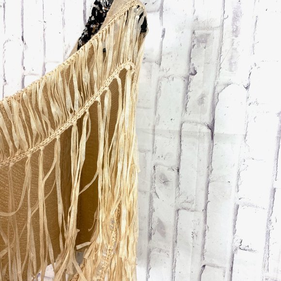 Foreign Exchange Fringe Sleeve Knit Top Sz M Med Blouse Boho Festival - Picture 4 of 8